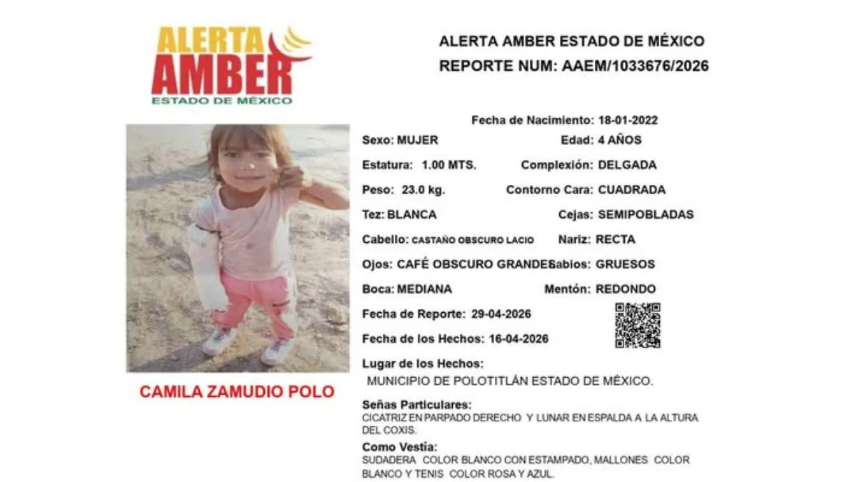 Se activa Alerta Amber para localizar a Camila Zamudio en Polotitlán